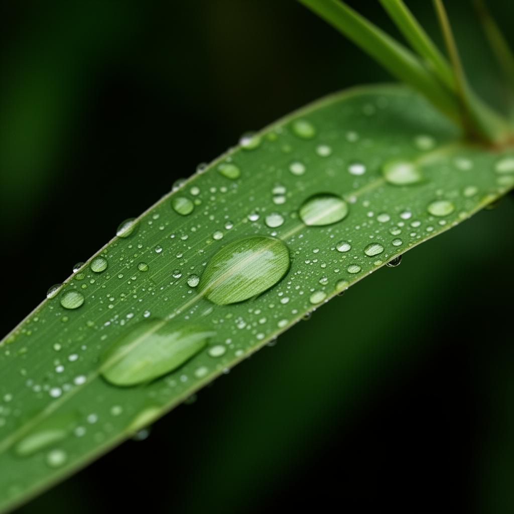 Water on bamboo leaf